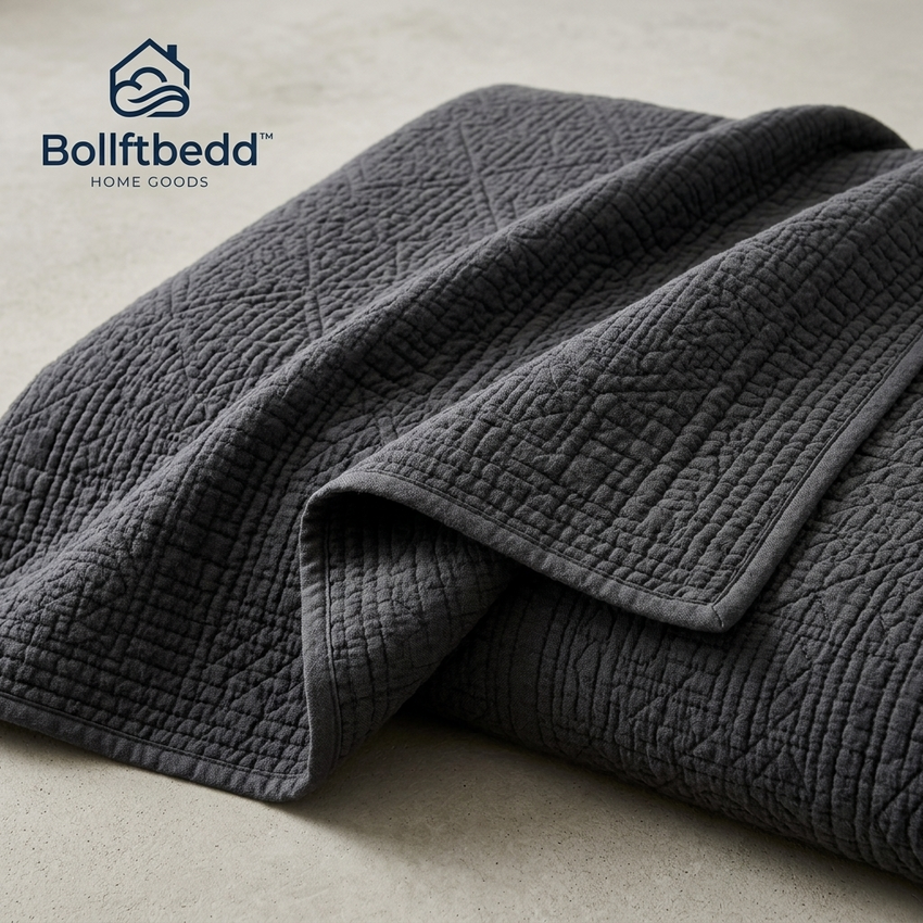 Bollftbedd™ Charcoal Quilted Coverlet Blanket